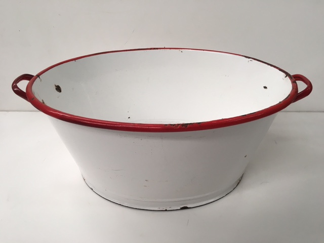 TUB, White Enamel w Red Rim